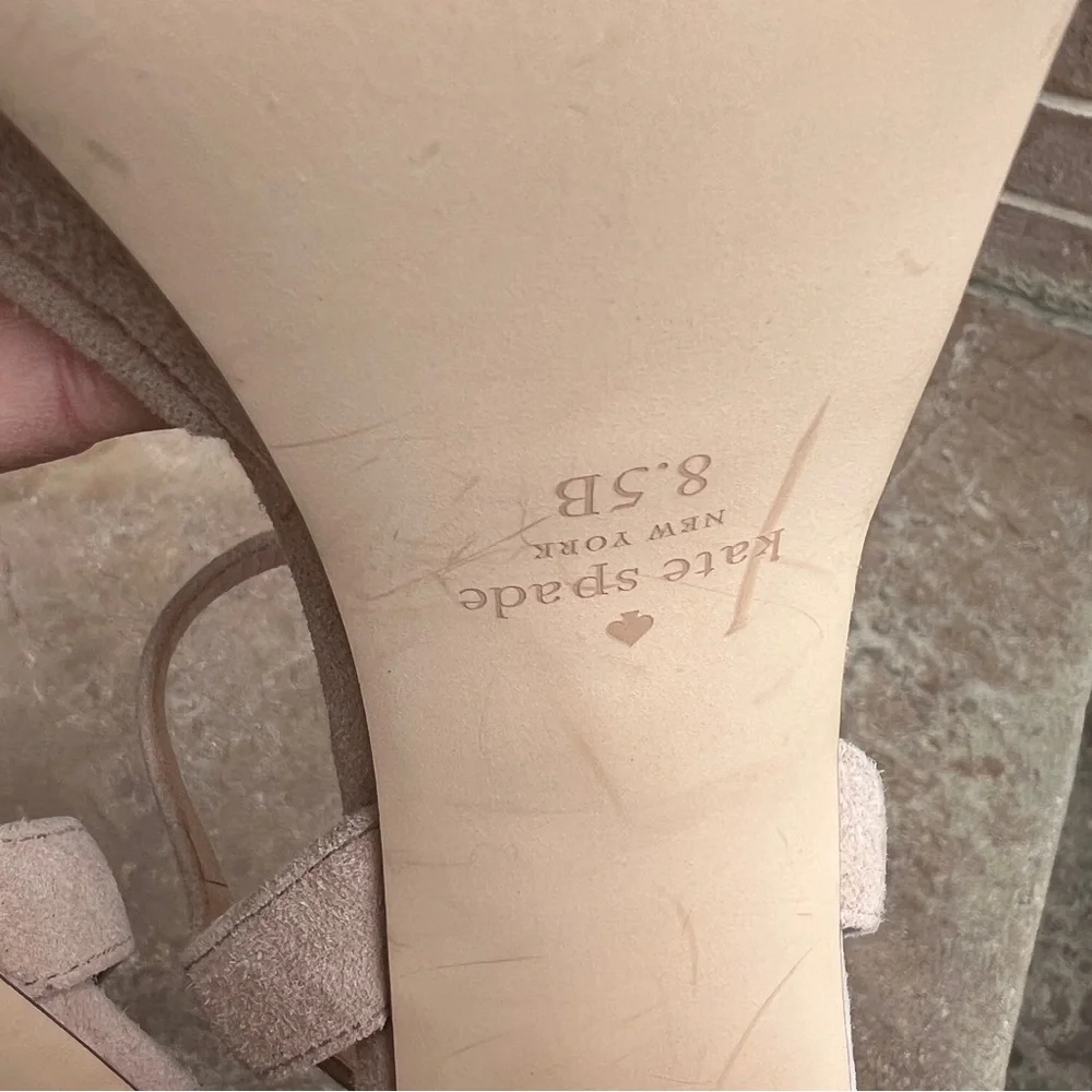 KATE SPADE Delia Platform Sandal Nude Suede  Sz 8.5